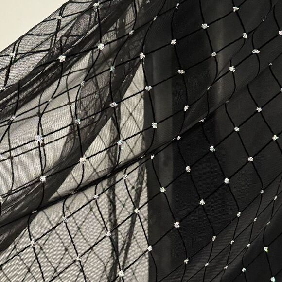 R&M Richards Vintage Sheer Chiffon Sparkly Glitter Dotted Glam Goth Midi Skirt 1 - Picture 4 of 9